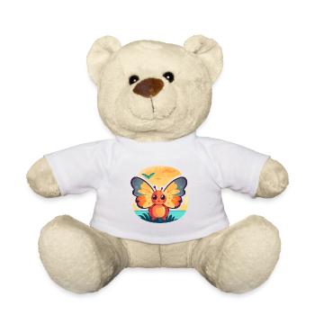 Schmetterling, lustige Cartoon-Kawaii-Strand-Illustration - Teddy - Weiß - Vorne