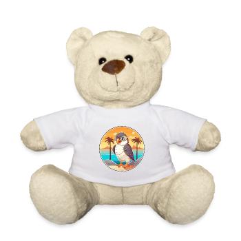 Falcon Funny Cartoon Kawaii Beach Illustration - Teddy Bear - white - Front