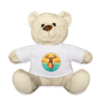 Elch lustige Karikatur Kawaii Strand Illustration - Teddy - Weiß - Vorne