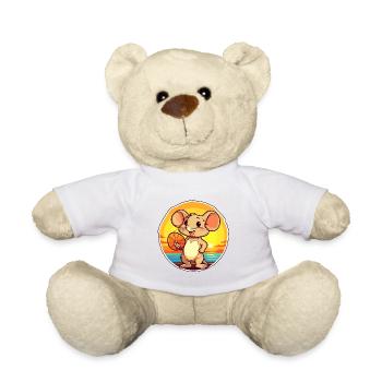 Mouse Funny Cartoon Kawaii Beach Illustration - Teddy Bear - white - Front