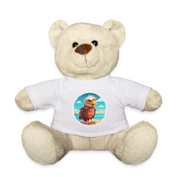 Aigle drôle de dessin animé kawaii plage illustration - Nounours - blanc - Devant