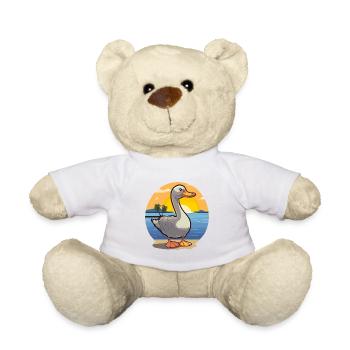 Goose Funny Cartoon Kawaii Beach Illustration - Teddy Bear - white - Front