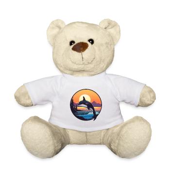 Orca Funny Cartoon Kawaii Beach Illustration - Teddy Bear - white - Front