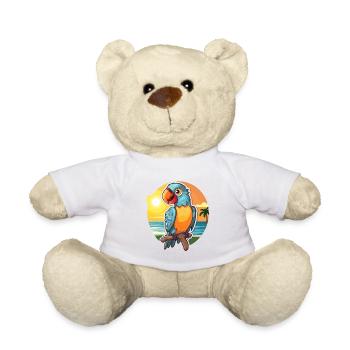 Papagei Lustige Karikatur Kawaii Strand Illustration - Teddy - Weiß - Vorne