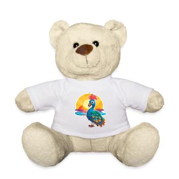 Pfau Lustige Karikatur Kawaii Strand Illustration - Teddy - Weiß - Vorne