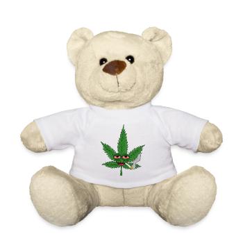 Hanfblatt mit Kifferaugen - Teddy - Weiß - Vorne