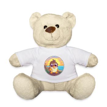 Chick Cute Funny Cartoon Kawaii Book Beach - Teddy Bear - white - Front