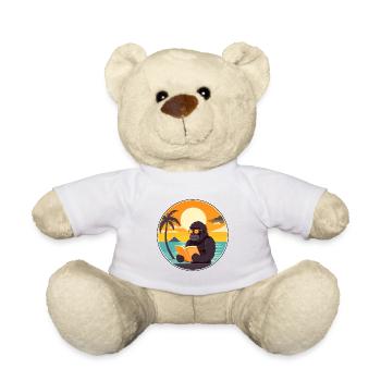 Gorilla Cute Funny Cartoon Kawaii Book Beach - Teddy Bear - white - Front