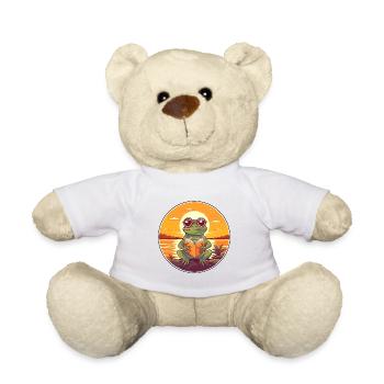 Frog Cute Funny Cartoon Kawaii Book Beach - Teddy Bear - white - Front