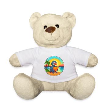 Papagei niedlicher lustiger Cartoon Kawaii Buchstrand - Teddy - Weiß - Vorne