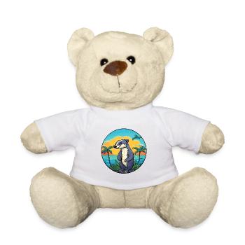 Blaireau Aquarelle Dessin Animé Kawaii Clipart Animal - Nounours - blanc - Devant