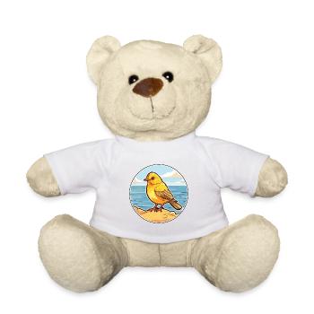 Canari oiseau aquarelle dessin animé Kawaii Clipart animal de compagnie - Nounours - blanc - Devant