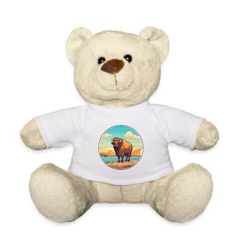 Bison Watercolor Cartoon Kawaii Clipart Animal - Teddy Bear - white - Front