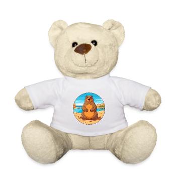 Und täglich grüßt das Murmeltier Aquarell Karikatur Kawaii Clipart Tier - Teddy - Weiß - Vorne
