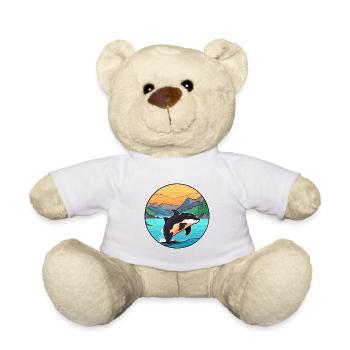 Orca Watercolor Cartoon Kawaii Clipart Animal - Teddy Bear - white - Front