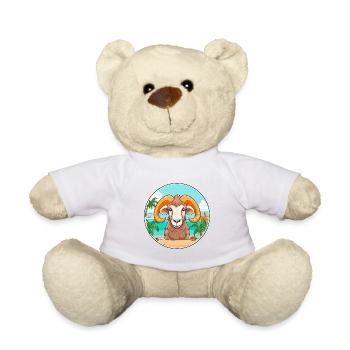 Widder Aquarell Cartoon Kawaii Clipart Tier - Teddy - Weiß - Vorne