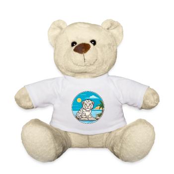 Léopard des neiges aquarelle dessin animé Kawaii Clipart animal de compagnie - Nounours - blanc - Devant