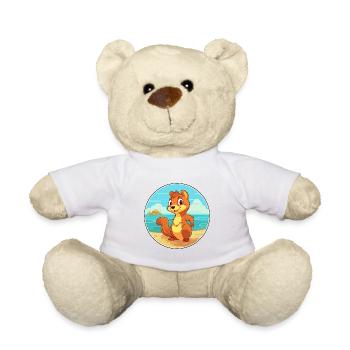 Eichhörnchen Aquarell Cartoon Kawaii Clipart Tier - Teddy - Weiß - Vorne