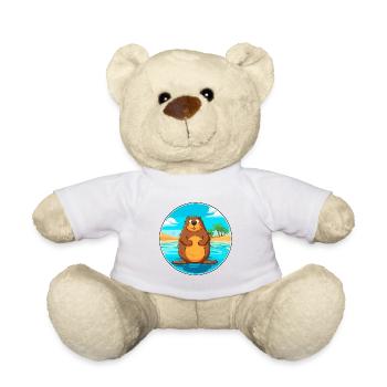 Beaver Watercolor Cartoon Kawaii Clipart Animal - Teddy Bear - white - Front