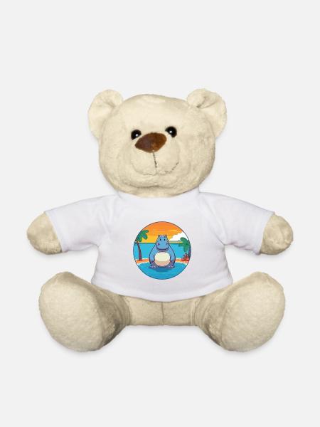 Nilpferd Aquarell Cartoon Kawaii Clipart Tier - Teddy - Weiß