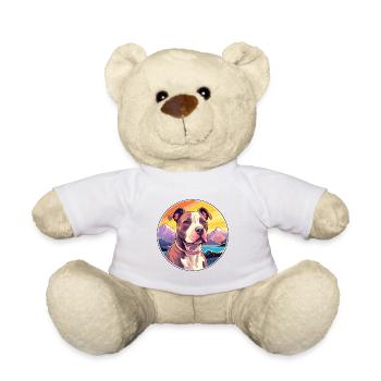 American Pitbull Terrier Hunderasse Cartoon Kawaii - Teddy - Weiß - Vorne