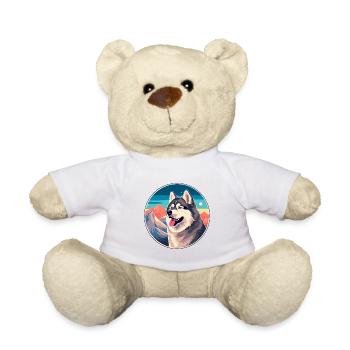 Alaskan Malamute Dog Breed Cartoon Kawaii Watercol - Teddy Bear - white - Front