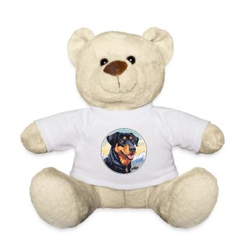 Beauceron chien race dessin animé Kawaii aquarelle - Nounours - blanc - Devant