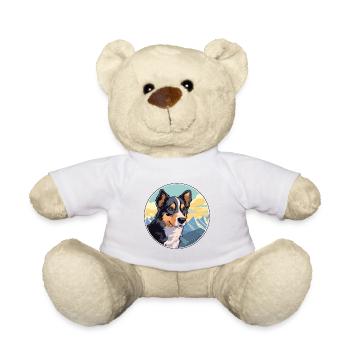 Schwarzbraune Hunderasse Karikatur Kawaii Aquarell - Teddy - Weiß - Vorne