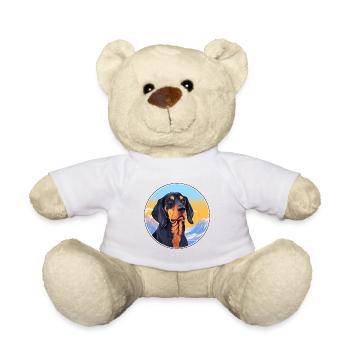 Noir et Tan Coonhound chien race Cartoon Kawaii W - Nounours - blanc - Devant