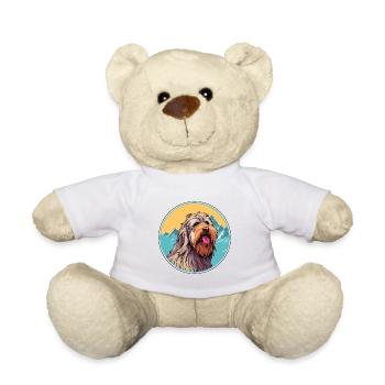 Briard Hund Rasse Cartoon Kawaii Aquarell - Teddy - Weiß - Vorne