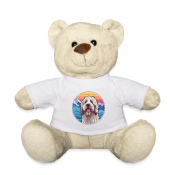 Bergamasco Dog Breed Cartoon Kawaii Watercolor - Teddy Bear - white - Front
