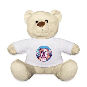 Bulldogge Hund Rasse Cartoon Kawaii Aquarell - Teddy - Weiß - Vorne