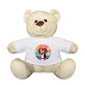 Cretan Hound Dog Breed Cartoon Kawaii Watercolor - Teddy Bear - white - Front