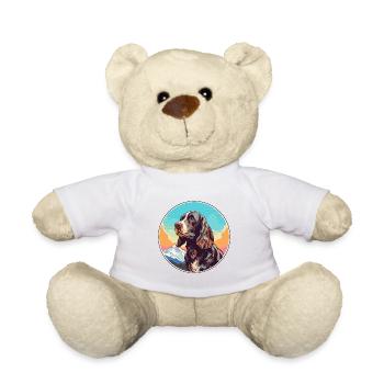 Field Spaniel Hunderasse Cartoon Kawaii Aquarell - Teddy - Weiß - Vorne
