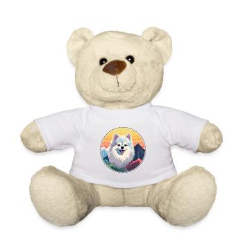 Deutsche Spitz Hunderasse Karikatur Kawaii Aquarell - Teddy - Weiß - Vorne
