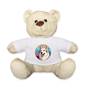 Kyi Leo Hunderasse Cartoon Kawaii Aquarell - Teddy - Weiß - Vorne