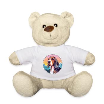 Lithuanian Hound Dog Breed Cartoon Kawaii Watercol - Teddy Bear - white - Front