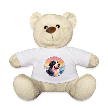 Landseer chien race dessin animé Kawaii aquarelle - Nounours - blanc - Devant