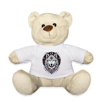 WOLF, COSMIC, UNIVERSE, PLANET, STARS, GALAXY, WORLD - Teddy Bear - white - Front