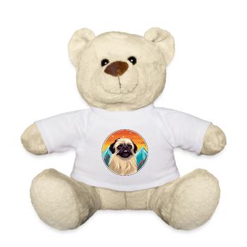 Pekingese Dog Breed Cartoon Kawaii Watercolor - Teddy Bear - white - Front