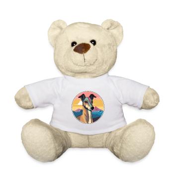 Polish Greyhound Dog Breed Cartoon Kawaii Watercol - Teddy Bear - white - Front