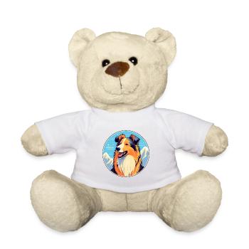 Rough Collie chien race dessin animé Kawaii aquarelle - Nounours - blanc - Devant