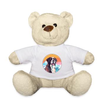 Bernhardiner Hunderasse Karikatur Kawaii Aquarell - Teddy - Weiß - Vorne