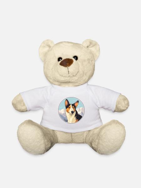 Glatter Collie Hund Rasse Cartoon Kawaii Aquarell - Teddy - Weiß