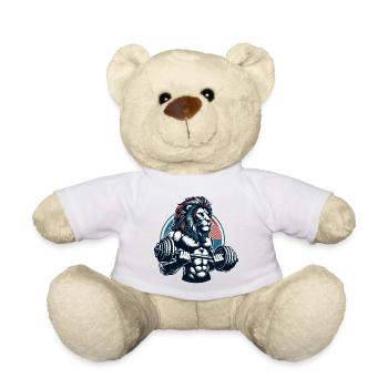 POWERFUL LION POWER MUSCLE BUILDING WEIGHTLIFTING GYM - Teddy Bear - white - Front