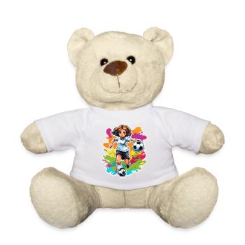 Fußballerin / Sport / Fußballplatz / Verein / FC - Teddy - Weiß - Vorne