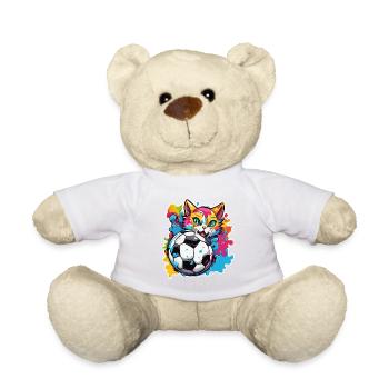 Chat de football / Animal / Football / But / Sports - Nounours - blanc - Devant