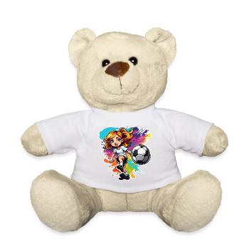 Fußballerin / Sport / Fußballplatz / Verein / FC - Teddy - Weiß - Vorne