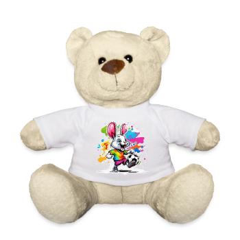 Lapin de football / Animal / Football / But / Sport - Nounours - blanc - Devant