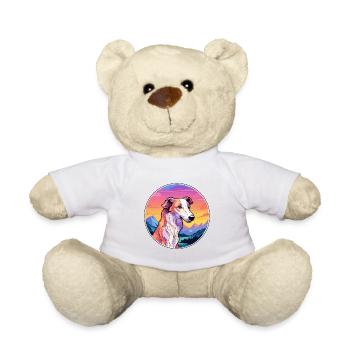 Barzoï chien race Cartoon Kawaii aquarelle - Nounours - blanc - Devant